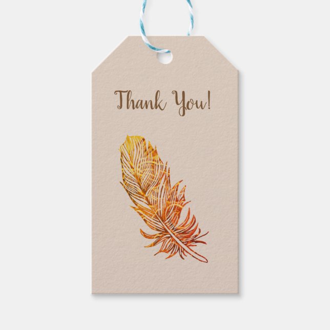 Goldene Feather Custom Gift Tags Geschenkanhänger (Vorderseite)