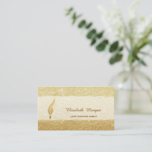 Goldene Feder Notar Gold Glitter Visitenkarte