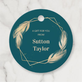 Goldene Federn auf Aquamarin Geschenkanhänger