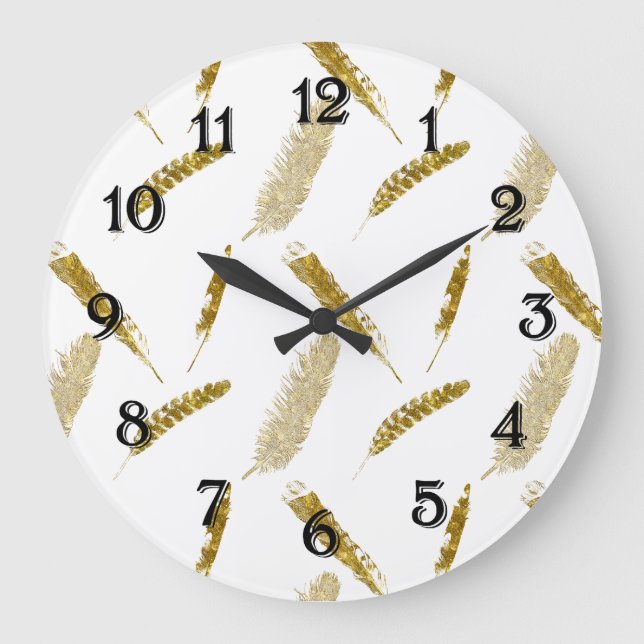 Goldene Federn Große Wanduhr (Vorderseite)