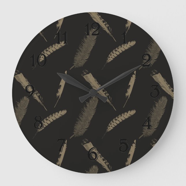 Goldene Federn Große Wanduhr (Vorderseite)