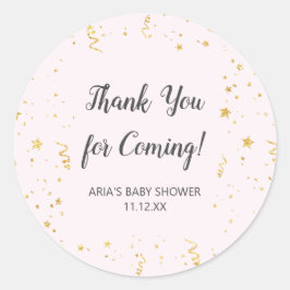 Goldene Feier auf Pink Baby Dusche Gefallen Runder Aufkleber