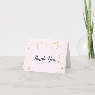 Goldene Feier auf rosa Dusche Danke Karte