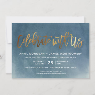 Goldene Feier mit US Brush Typografy Wedding Einladung
