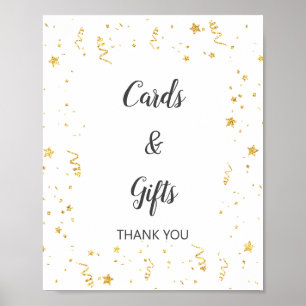 Goldene Feierkarten & Geschenke Schild
