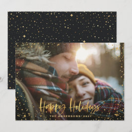 Goldene Feiertage 1 Foto Moderne Schwarze Weihnach Feiertagskarte