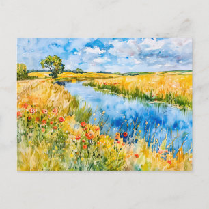 Goldene Felder an der Havel Havelland Aquarell  Postkarte