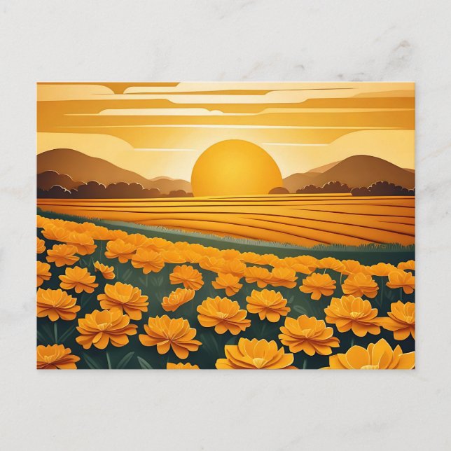 Goldene Felder von Marigolds Postkarte (Vorderseite)