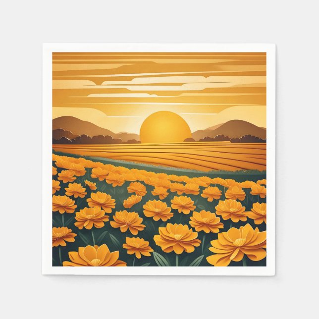 Goldene Felder von Marigolds Serviette (Vorderseite)