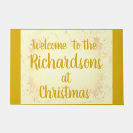 Goldene Festfrostfamilie personalisiert Willkommen Fußmatte
