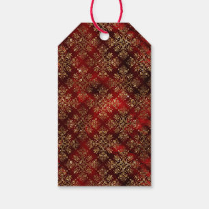 Goldene Festtags-Eleganz Damast Geschenkanhänger