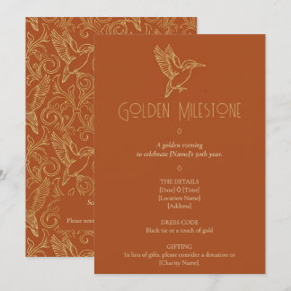Goldene Filigran Art Deco | Eisvogel 50. Geburtsta Einladung