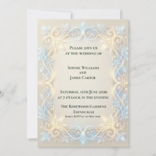 Goldene Filigran-Botanik-Hochzeitseinladung Einladung