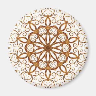 Goldene Filigree-Flake auf Weiß Magnet