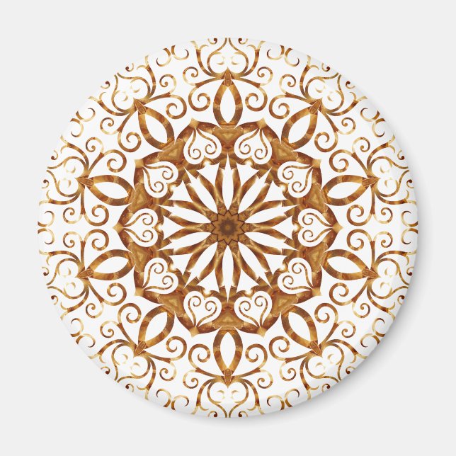 Goldene Filigree-Flake auf Weiß Magnet (Vorne)