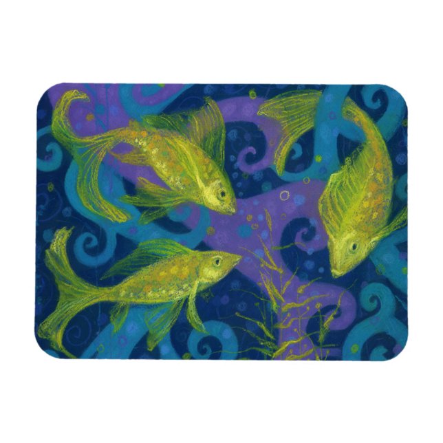 Goldene Fische Fischen Unterwasser Magnet (Horizontal)