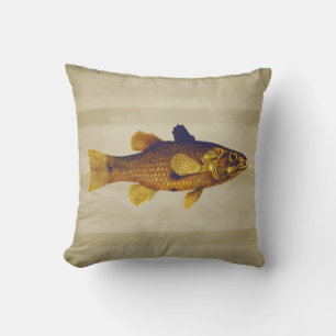 Goldene Fische in Pen und Tinte Vintag Kissen