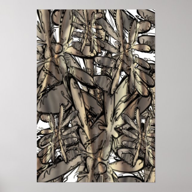 Goldene Flamme Blume Poster (Vorne)