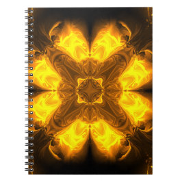 Goldene Flammen-Kaleidoskop-Fraktal-Kunst Notizblock