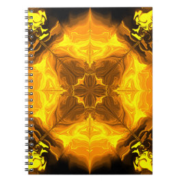 Goldene Flammen-Kaleidoskop-Fraktal-Kunst Notizblock
