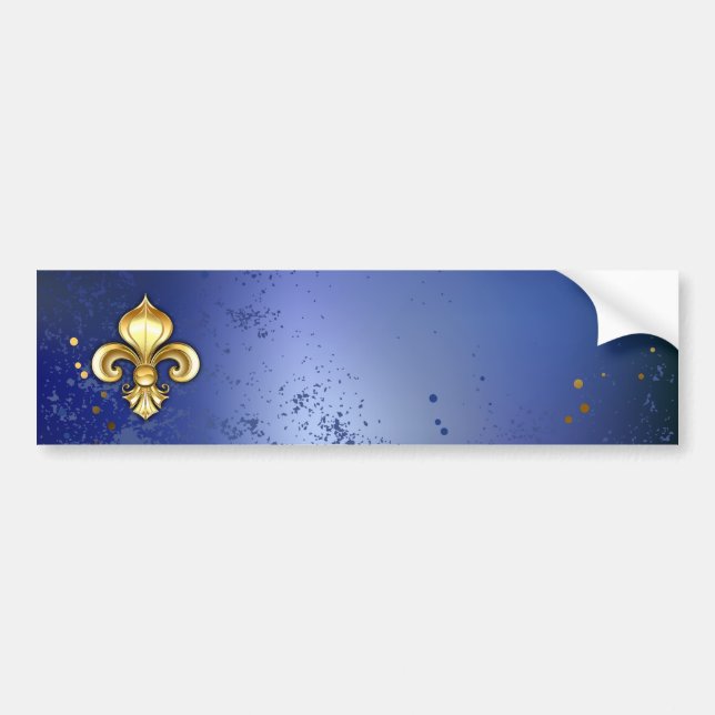 Goldene Fleur de Lis auf Blau Autoaufkleber (Vorne)