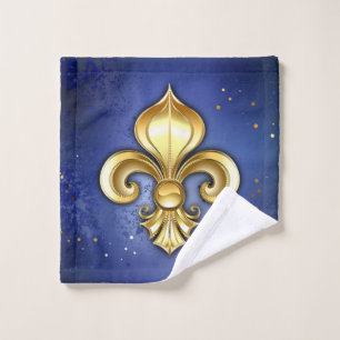 Goldene Fleur de Lis auf Blau Badhandtuch Set