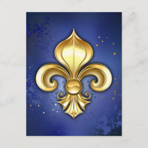 Goldene Fleur de Lis auf Blau Begleitkarte