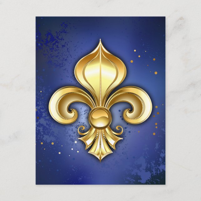 Goldene Fleur de Lis auf Blau Begleitkarte (Vorderseite)