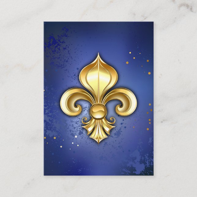 Goldene Fleur de Lis auf Blau Begleitkarte (Vorderseite)