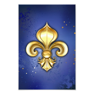 Goldene Fleur de Lis auf Blau Fotodruck