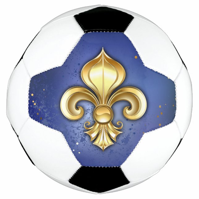 Goldene Fleur de Lis auf Blau Fußball (Vorderseite)