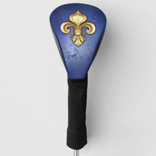 Goldene Fleur de Lis auf Blau Golf Headcover (Vorderseite)
