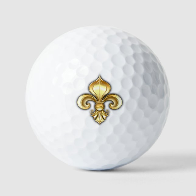 Goldene Fleur de Lis auf Blau Golfball (Vorderseite)