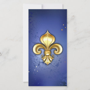 Goldene Fleur de Lis auf Blau Karte