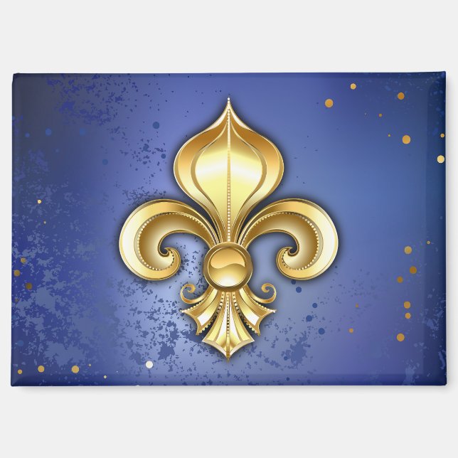 Goldene Fleur de Lis auf Blau Magnet (Vorderseite)