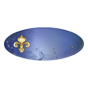 Goldene Fleur de Lis auf Blau Namenschild