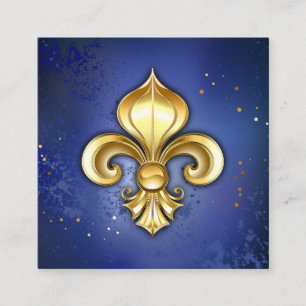 Goldene Fleur de Lis auf Blau Quadratische Visitenkarte