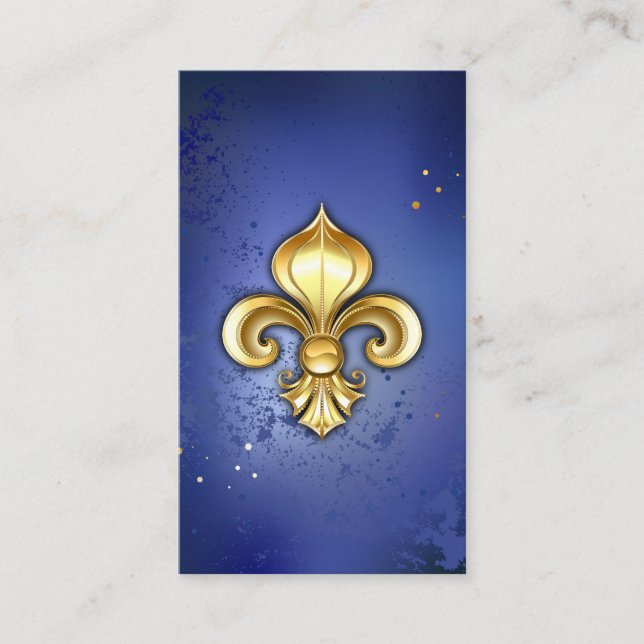 Goldene Fleur de Lis auf Blau Rabattkarte (Vorderseite)