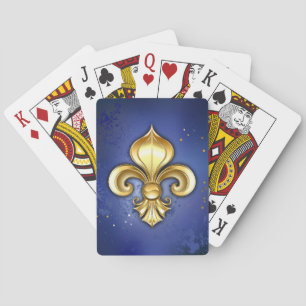 Goldene Fleur de Lis auf Blau Spielkarten
