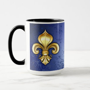 Goldene Fleur de Lis auf Blau Tasse