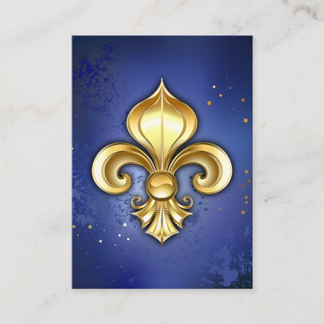 Goldene Fleur de Lis auf Blau Terminkarte (Vorderseite)