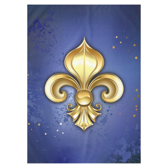 Goldene Fleur de Lis auf Blau Tischdecke (Vorderseite)