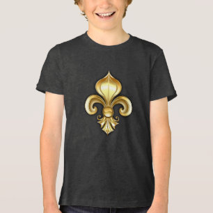 Goldene Fleur de Lis auf Blau Tri-Blend Shirt