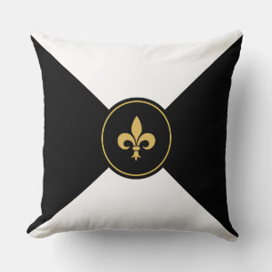 Goldene Fleur de Lis auf Schwarz und Weiß Kissen