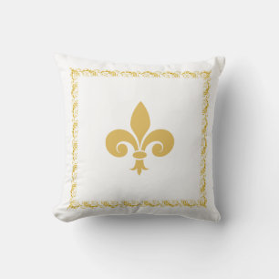 Goldene Fleur de Lis auf Weiß Kissen