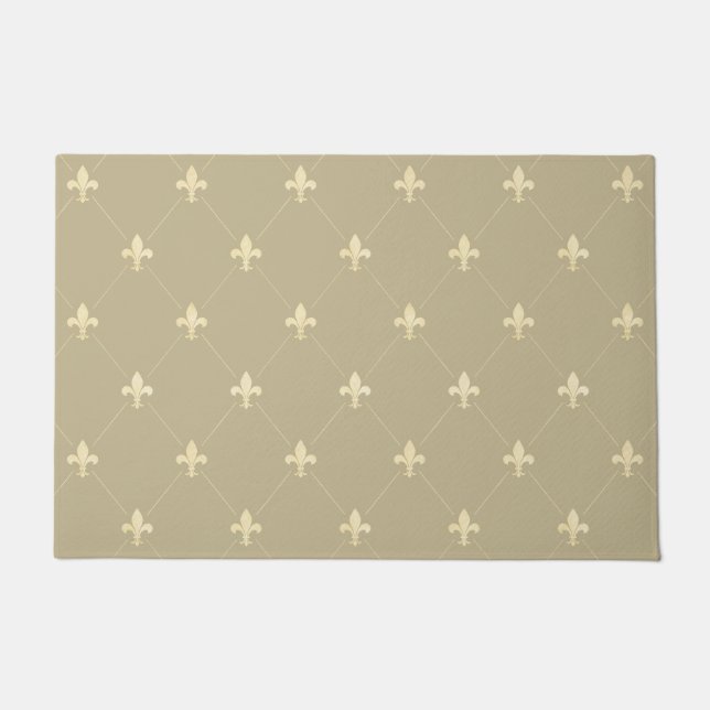 Goldene Fleur-de-Lis Hellbraun Fußmatte (Vorderseite)