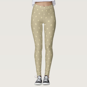 Goldene Fleur-de-Lis-Lattebraun Leggings