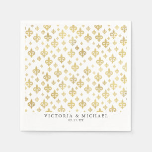 Goldene Fleur-de-lis   Personalisierter Mardi Gras Serviette