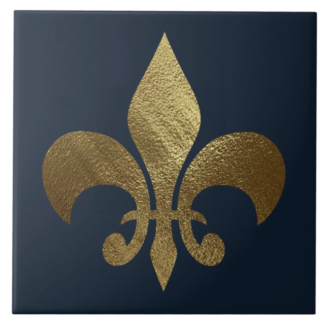 Goldene Fleur de Lis Royal  Fliese (Vorderseite)