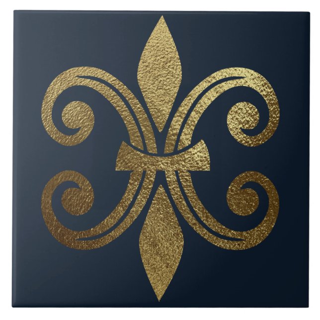 Goldene Fleur de Lis Royal  Fliese (Vorderseite)